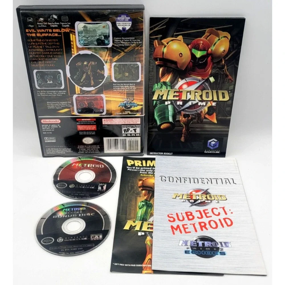 Metroid Prime + Metroid Prime Echoes Bonus Disc - Nintendo GameCube COMPLETE CIB